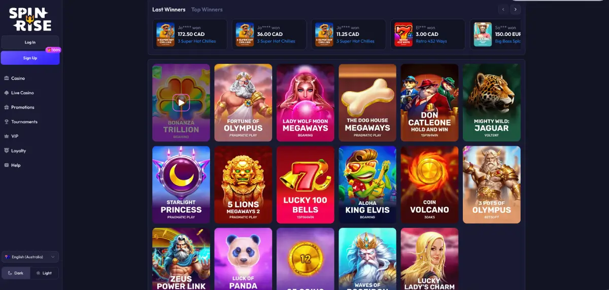 Spinrise mobile casino interface displaying slots on a smartphone screen Spinrise mobile casino interface displaying slots on a smartphone screen